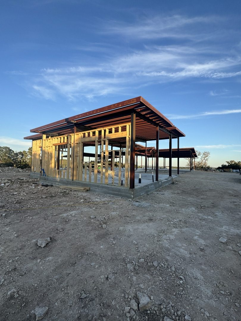 Metal building with wood framing, Central Texas